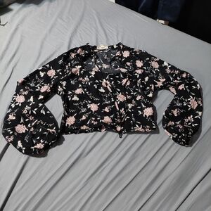 Floral Black and Pink Women's Top